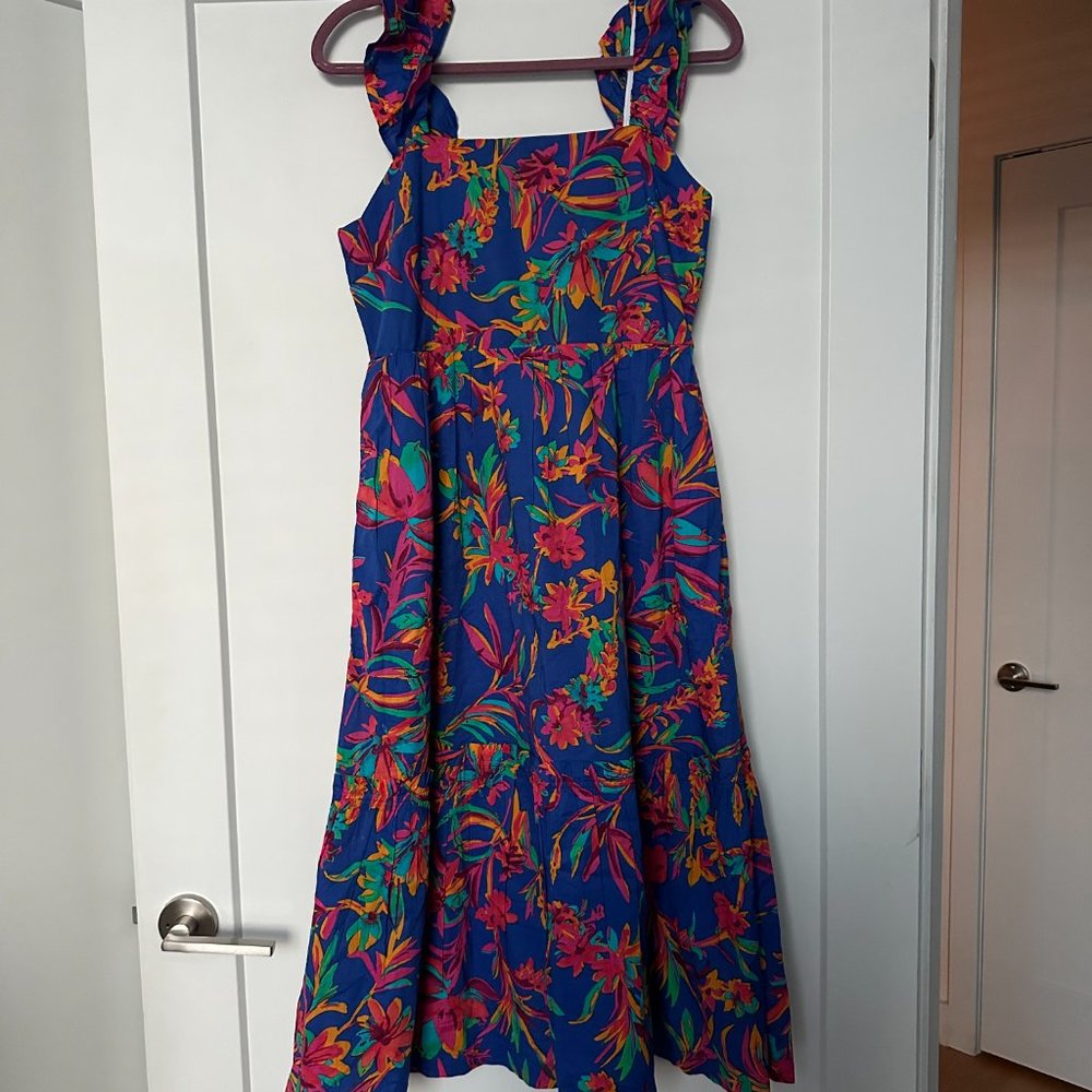 J. Crew Square neck Floral Midi Dress